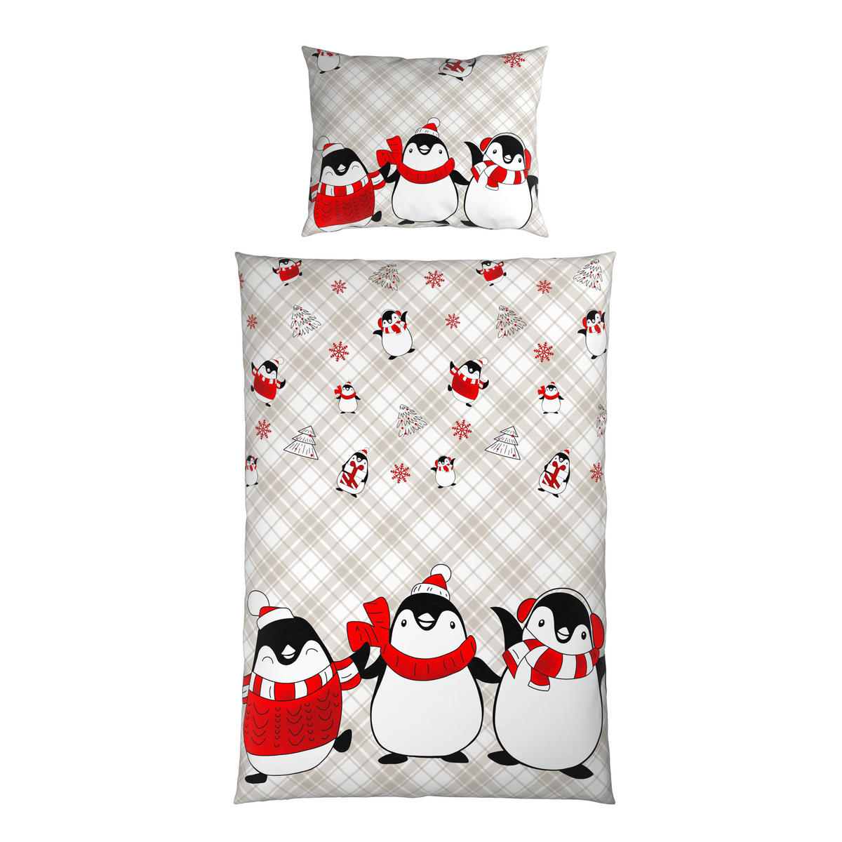 BETTWÄSCHE Flanell 140/200 cm  - Rot/Grau, Textil (140/200cm) - X-Mas