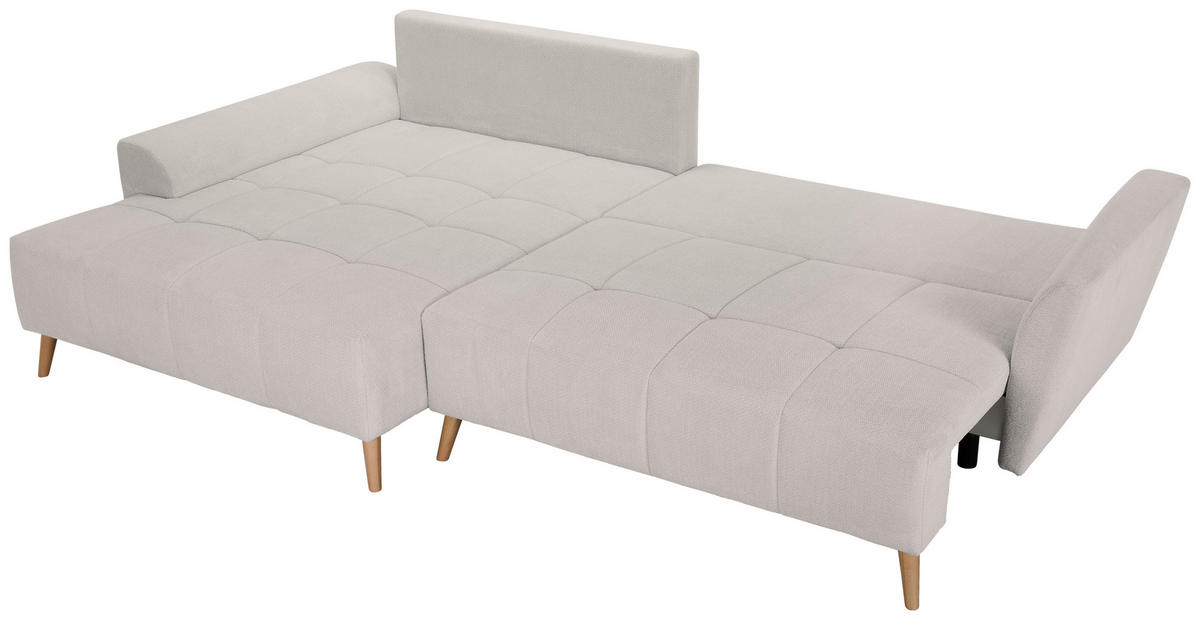 ECKSOFA Weiß Webstoff  - Buchefarben/Weiß, KONVENTIONELL, Holz/Textil (169/294cm) - Carryhome