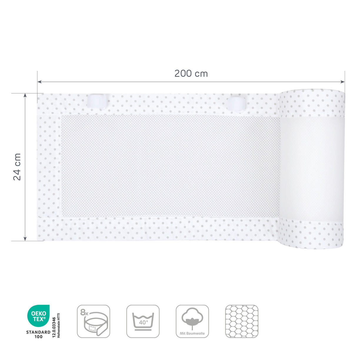 NESTCHEN babybay Nestchen 3D Mesh  - Weiß, Basics, Naturmaterialien (200/24/2cm) - Tobi
