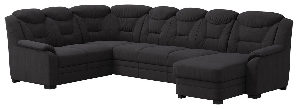 WOHNLANDSCHAFT in Chenille Schwarz  - Schwarz, Basics, Kunststoff/Textil (211/330/162cm) - MID.YOU