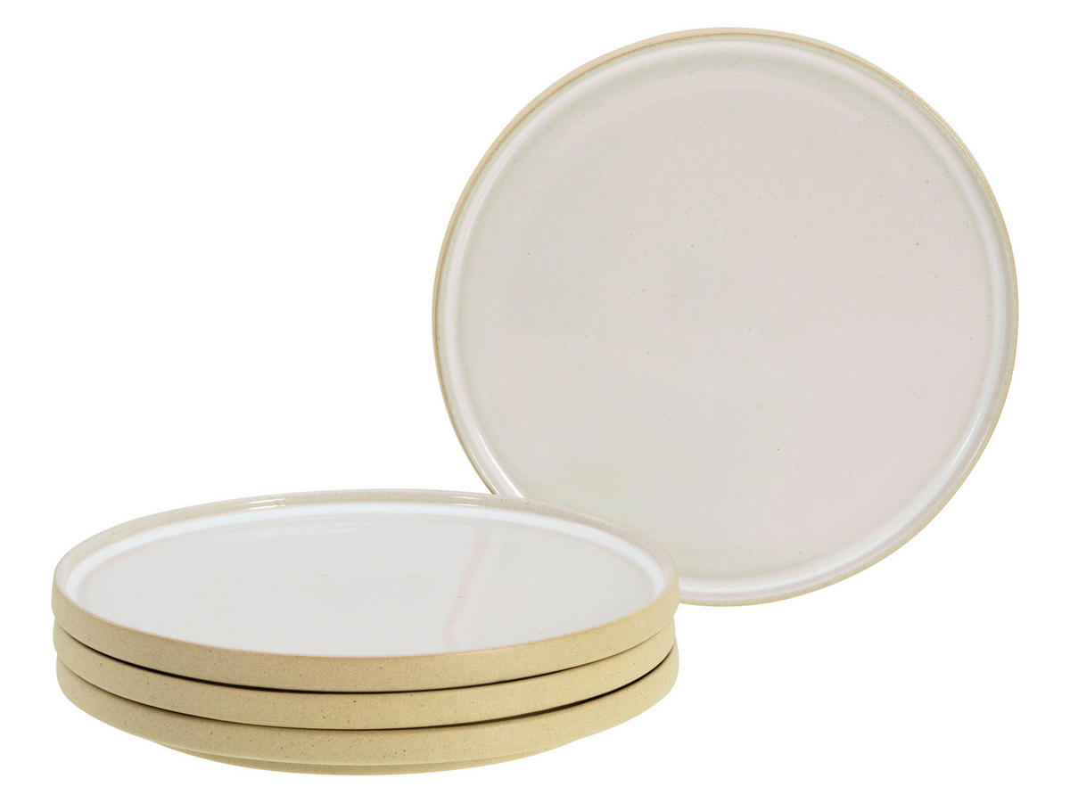DESSERTTELLERSET Weiß, Beige 4-teilig 20 cm Futuro  - Beige/Weiß, Basics, Keramik (20cm) - Creatable
