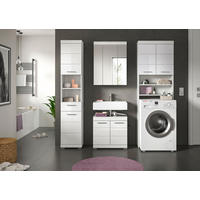 BADEZIMMER 4-teilig  in 160 cm  - Weiß Hochglanz/Silberfarben, MODERN, Glas/Holzwerkstoff (160cm) - MID.YOU