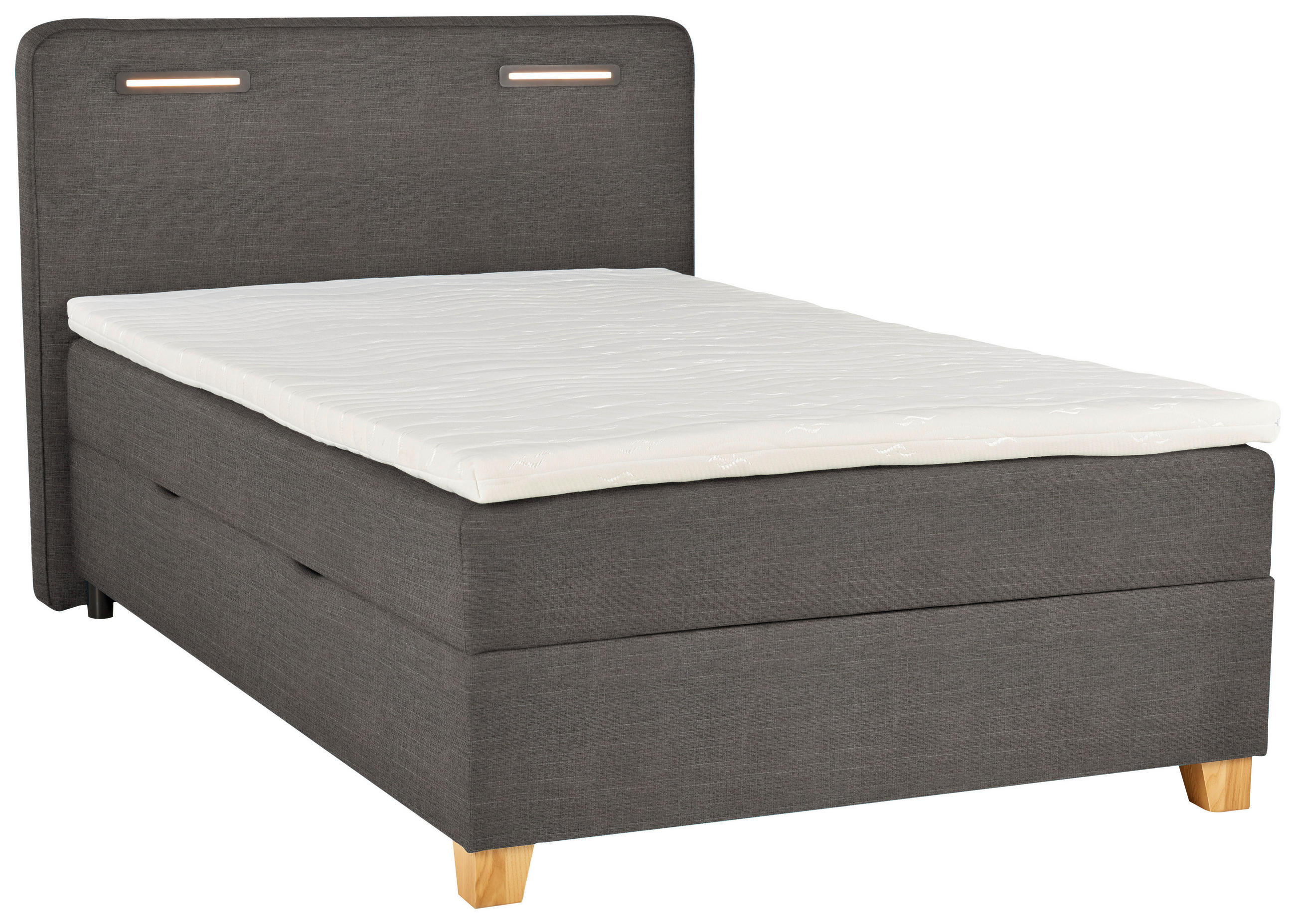BOXBETT 120/200 cm  in Graubraun  - Graubraun, KONVENTIONELL, Holz/Textil (120/200cm) - Moderano
