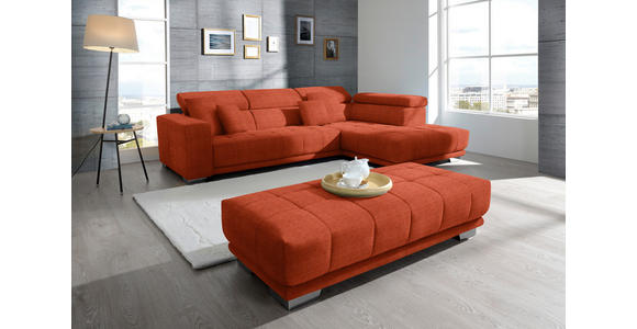 ECKSOFA in Mikrofaser Orange  301/207 cm  - Chromfarben/Orange, Design, Textil/Metall (301/207cm) - Xora