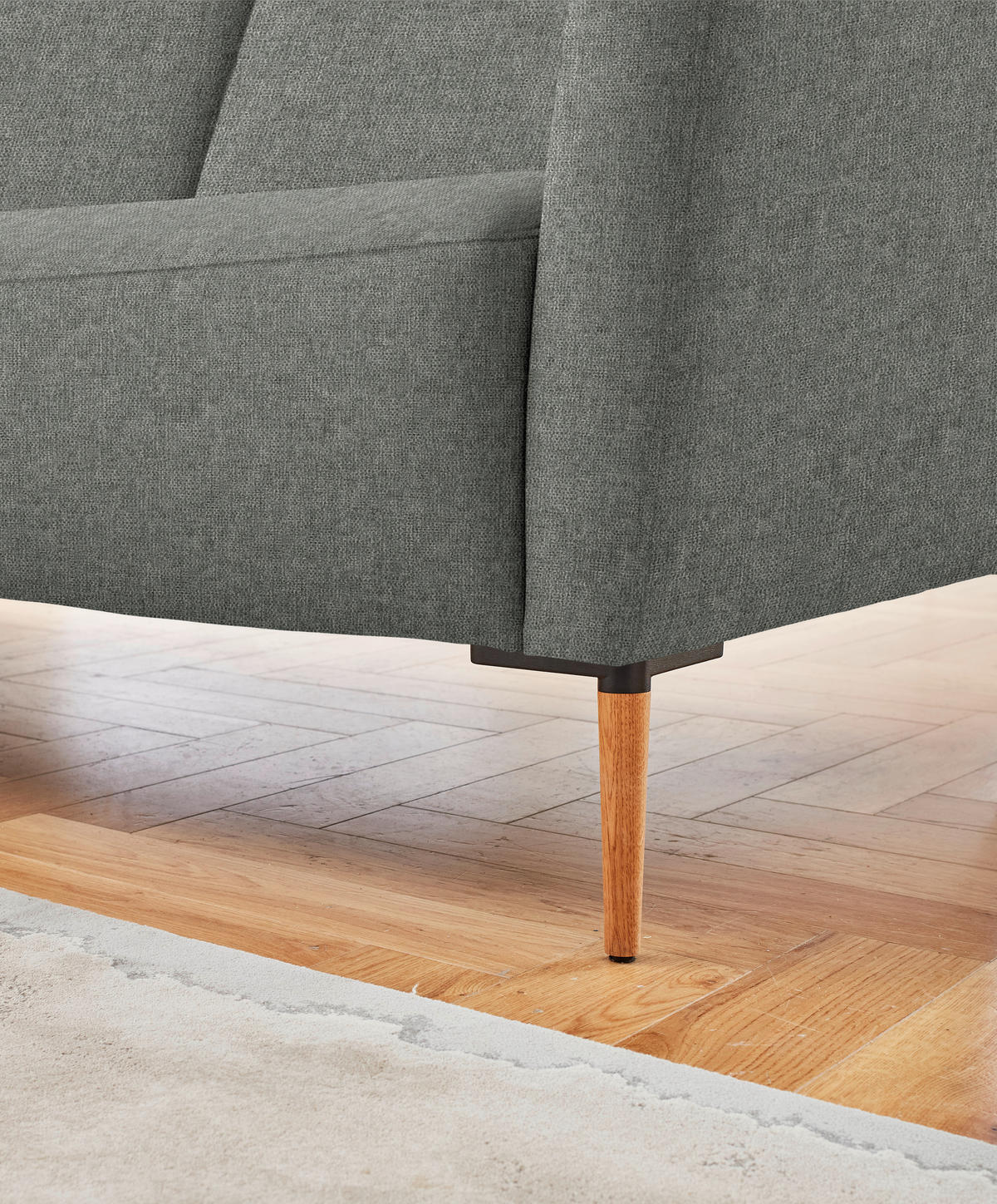 ECKSOFA  in Flachgewebe Graugrün  189/236 cm  - Eichefarben/Graugrün, Design, Holz/Textil (189/236cm) - Valnatura