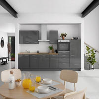 KÜCHENBLOCK Flash 330 cm  in Eichefarben, Schieferfarben  - Schieferfarben/Edelstahlfarben, MODERN, Holzwerkstoff/Metall (330cm) - Nobilia