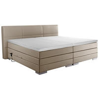 BOXSPRINGBETT 200/200 cm  in Schlammfarben  - Schlammfarben/Silberfarben, MODERN, Holzwerkstoff/Textil (200/200cm) - Livetastic