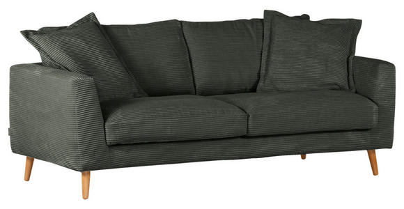 BIGSOFA Cord Dunkelgrün  - Dunkelgrün/Naturfarben, ROMANTIK / LANDHAUS, Holz/Textil (220/69/100cm) - Landscape