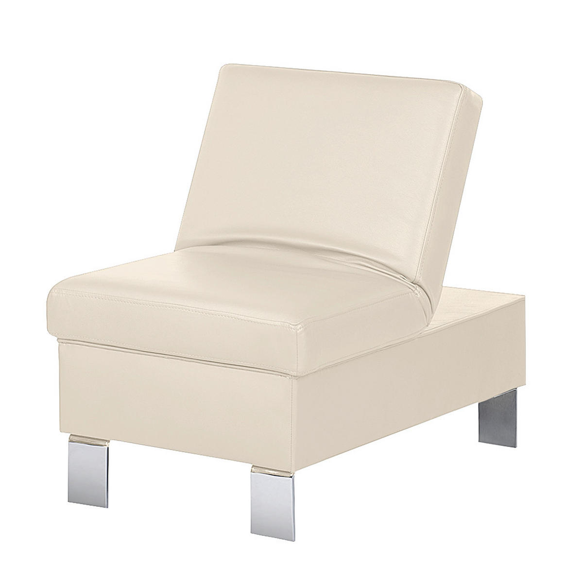 HOCKER in Leder Beige  - Chromfarben/Beige, Design, Leder/Metall (91/44/57cm) - Livetastic