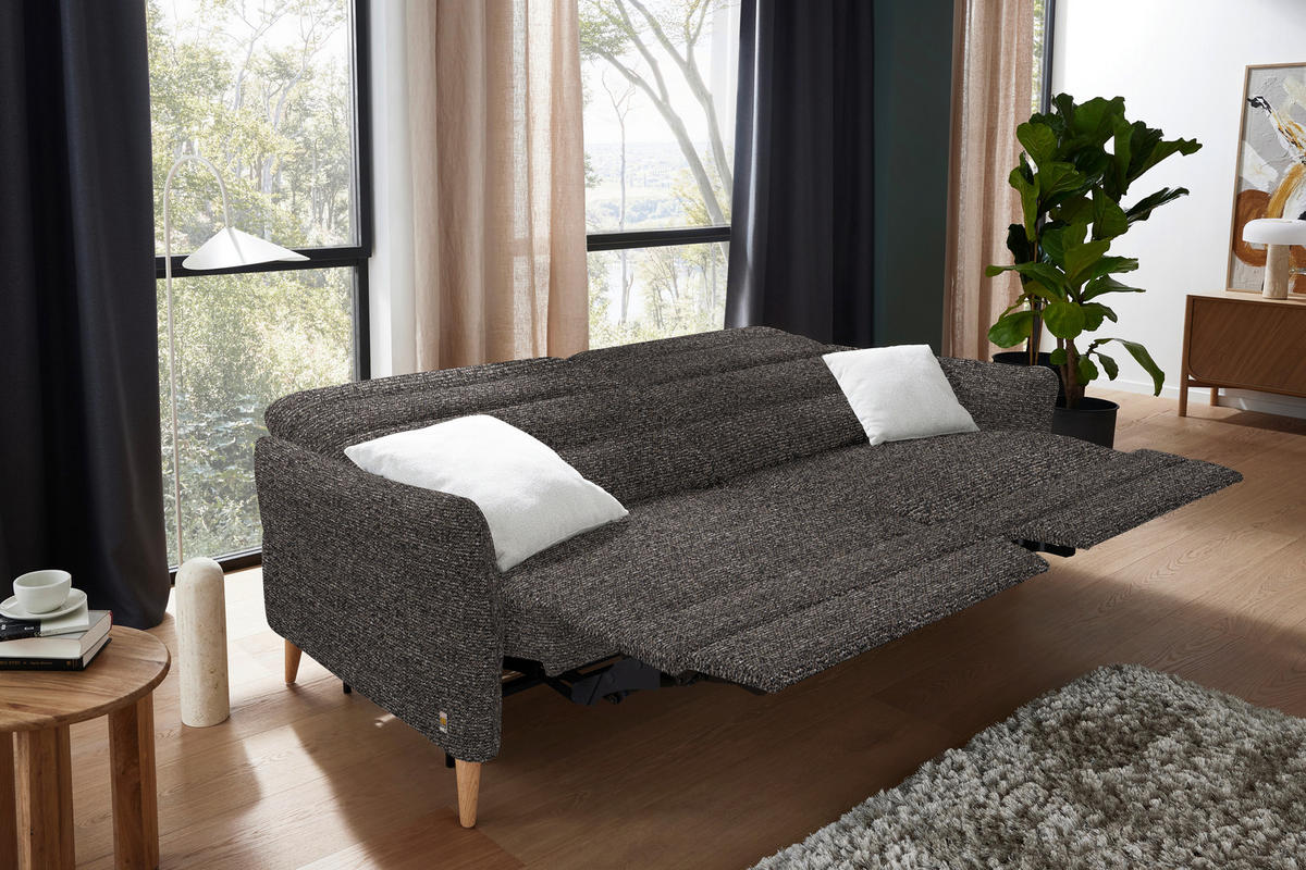 2-SITZER-SOFA in Webstoff Dunkelgrün, Braun  - Eiche Bianco/Dunkelgrün, Design, Holz/Textil (234-262/85-106/98-112cm) - Dieter Knoll