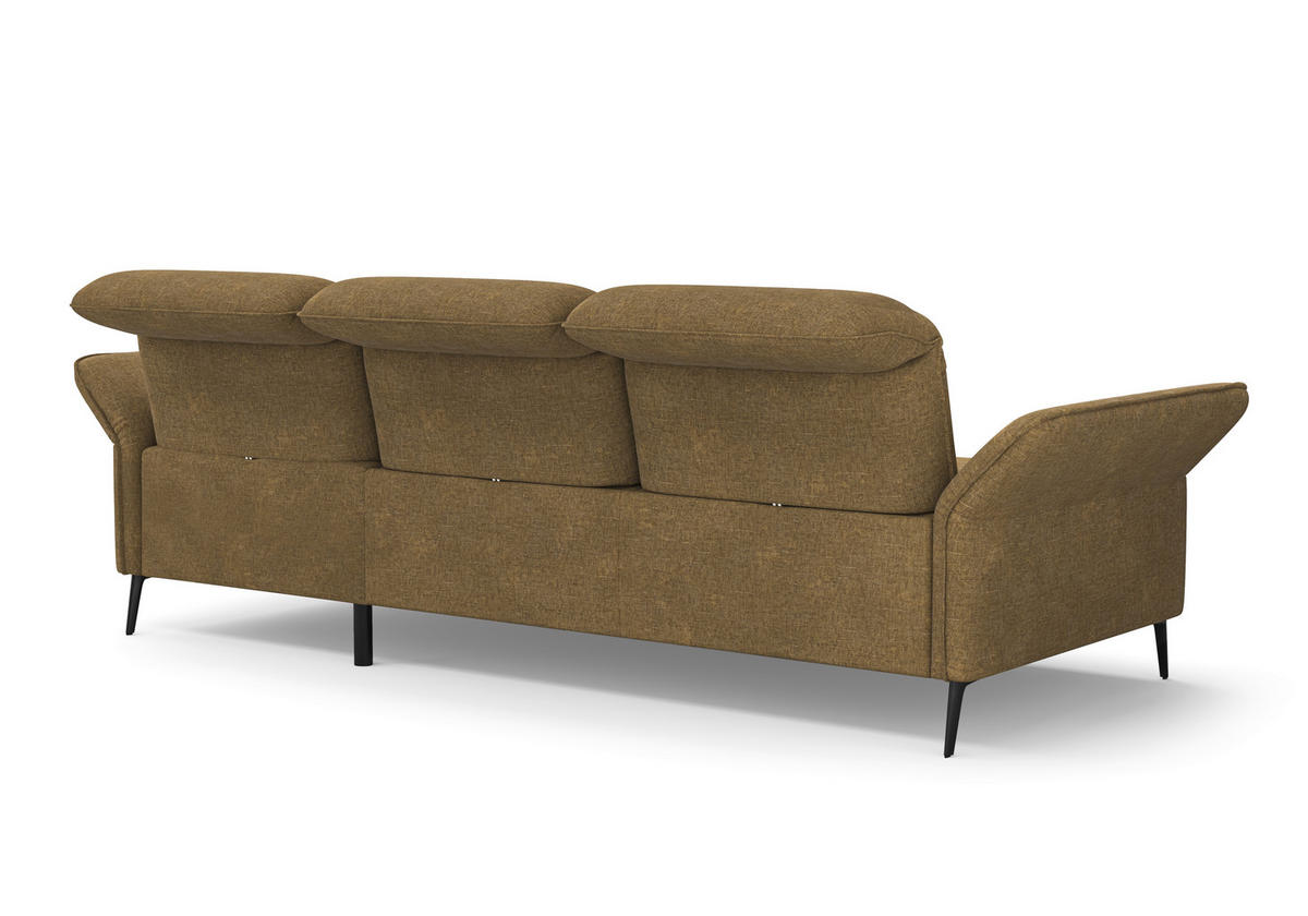 ECKSOFA in Flachgewebe Olivgrün  - Schwarz/Olivgrün, Konventionell, Textil/Metall (264/198cm) - Sit & More