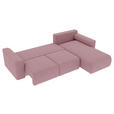 ECKSOFA in Velours Rosa  - Chromfarben/Rosa, KONVENTIONELL, Kunststoff/Textil (293/195cm) - Carryhome