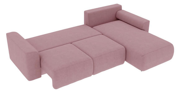 ECKSOFA Rosa Velours  - Chromfarben/Rosa, KONVENTIONELL, Kunststoff/Textil (293/195cm) - Carryhome