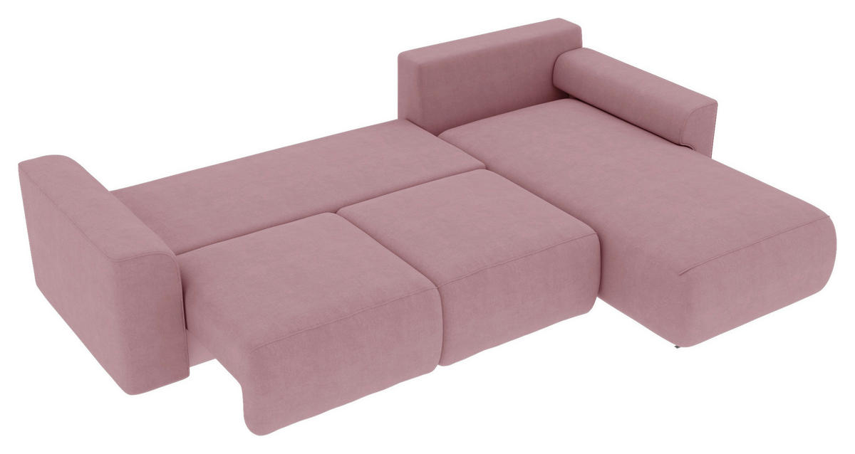 ECKSOFA Rosa Velours  - Chromfarben/Rosa, KONVENTIONELL, Kunststoff/Textil (293/195cm) - Carryhome
