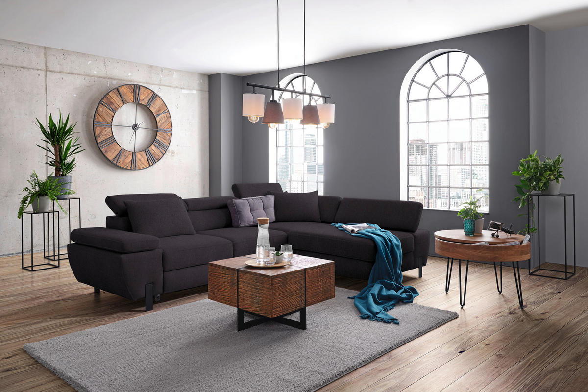 HÖRNSOFFA i vävt tyg svart  - svart, Modern, metall/trämaterial (277/90/189cm) - MID.YOU