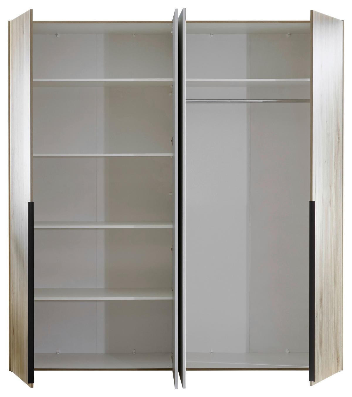 GARDEROB 200/210/53 cm 4-dörrar - vit/svart, Klassisk, trämaterial/plast (200/210/53cm) - Carryhome