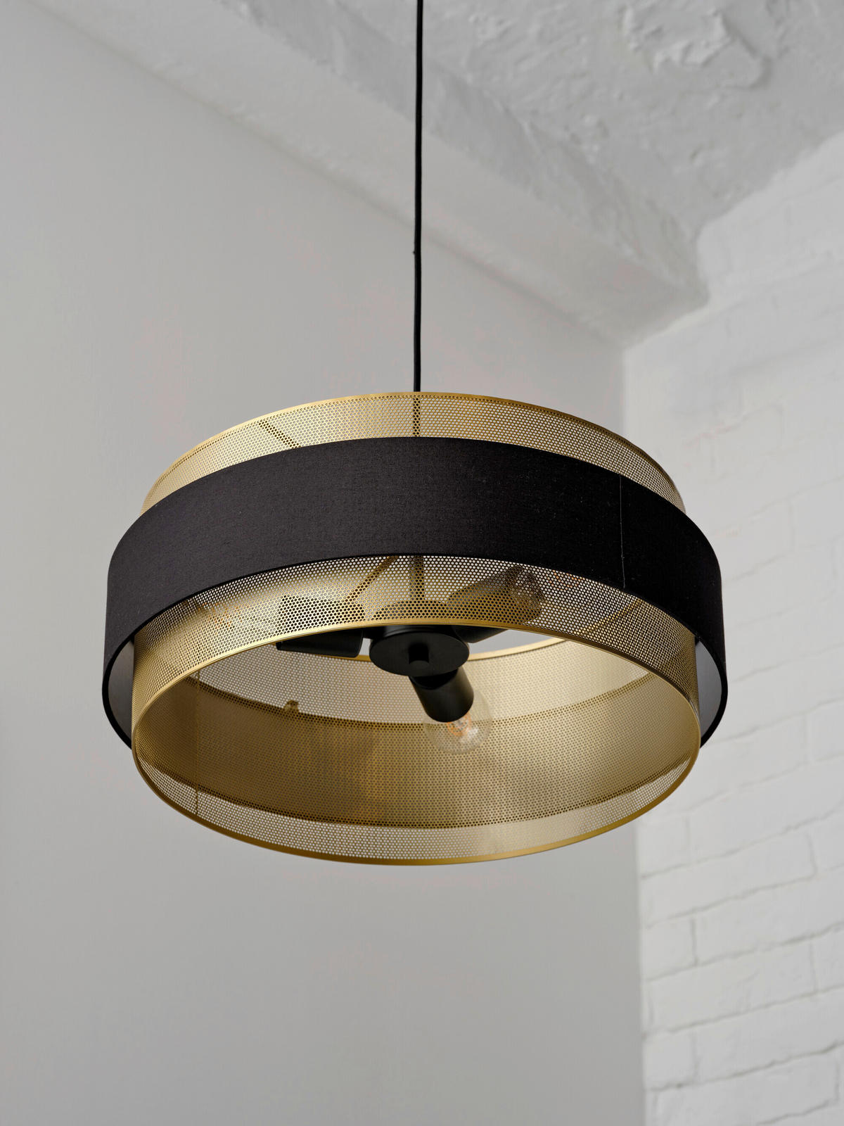 HÄNGELEUCHTE 50/150 cm  - Goldfarben/Schwarz, KONVENTIONELL, Textil/Metall (50/150cm) - Osram