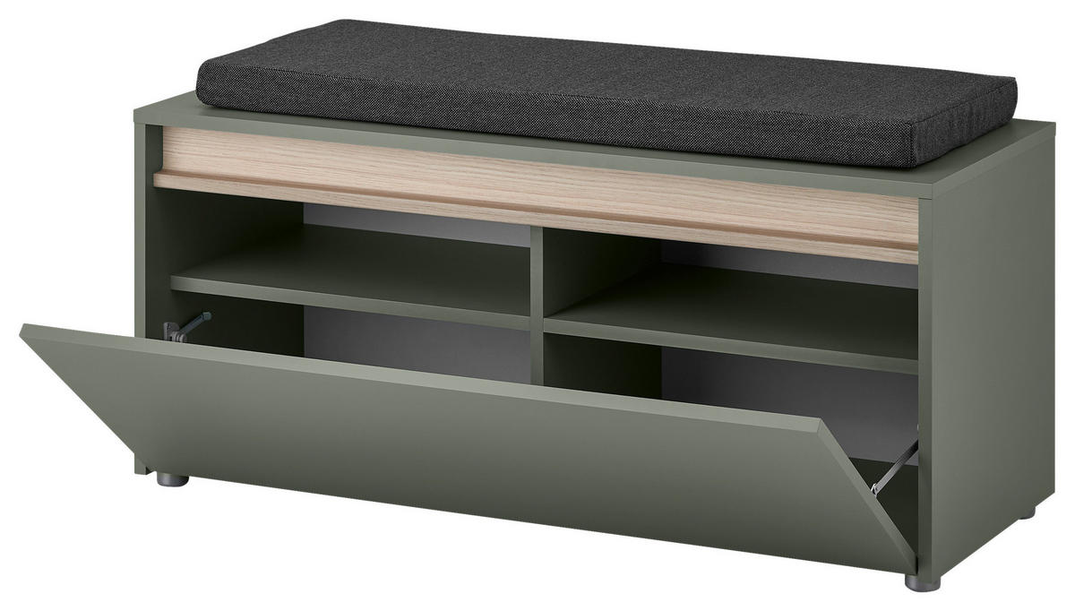 GARDEROBENBANK  in 100/45/40 cm  - Eichefarben/Salbeigrün, Design, Kunststoff/Textil (100/45/40cm) - Modante