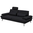 3-SITZER-SOFA in Leder Anthrazit  - Anthrazit/Schwarz, Design, Leder/Metall (222/86/104cm) - Dieter Knoll