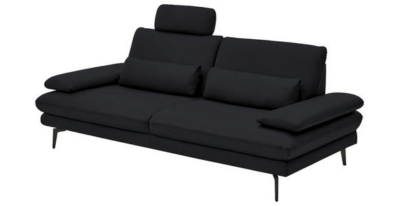 3-SITZER-SOFA in Leder Anthrazit - Anthrazit/Schwarz, Design, Leder/Metall (222/86/104cm) - Dieter Knoll