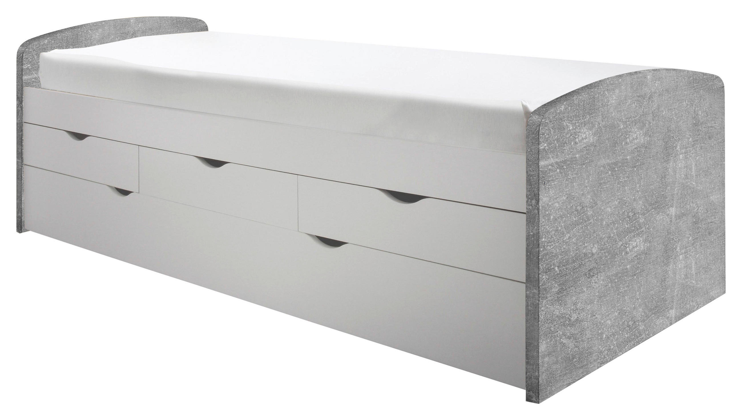 AUSZIEHBETT 90/200 cm Grau, Weiss  - Weiss/Schwarz, Konventionell, Holzwerkstoff/Kunststoff (90/200cm) - MID.YOU