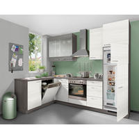 ECKKÜCHE 175/275 cm  in Weiß, Eiche grau  - Edelstahlfarben/Eiche grau, Design, Holzwerkstoff/Metall (175/275cm) - Welnova