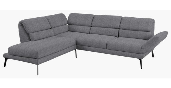 ECKSOFA in Flachgewebe Grau 212-253/256-363 cm - Schwarz/Grau, Design, Textil/Metall (212-253/256-363cm) - Dieter Knoll