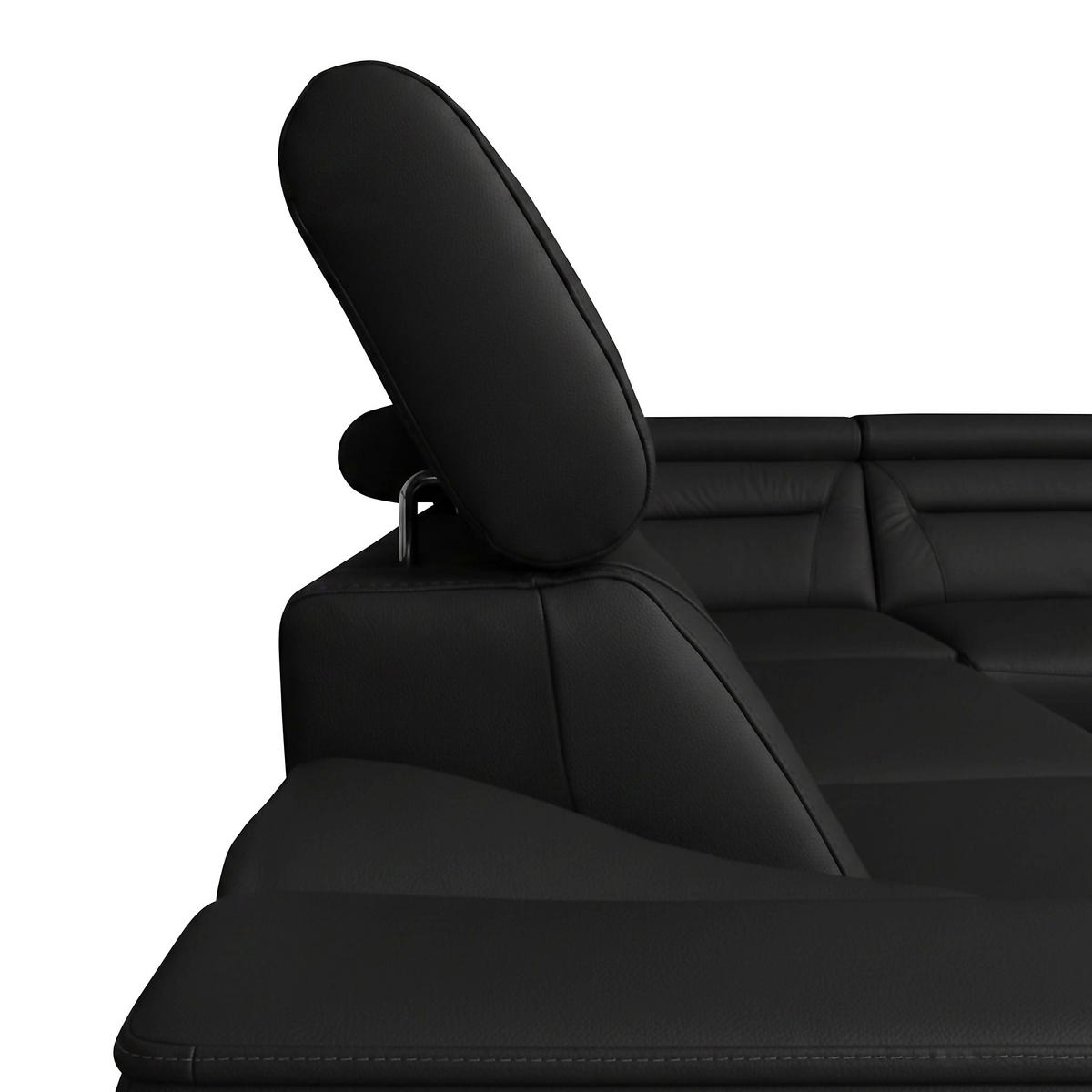 ECKSOFA Schwarz Echtleder Lederlook Bettkasten, Schlaffunktion, Rücken echt, Kopfteilverstellung  - Wengefarben/Schwarz, Design, Leder/Holz (260/212cm) - Celina Home
