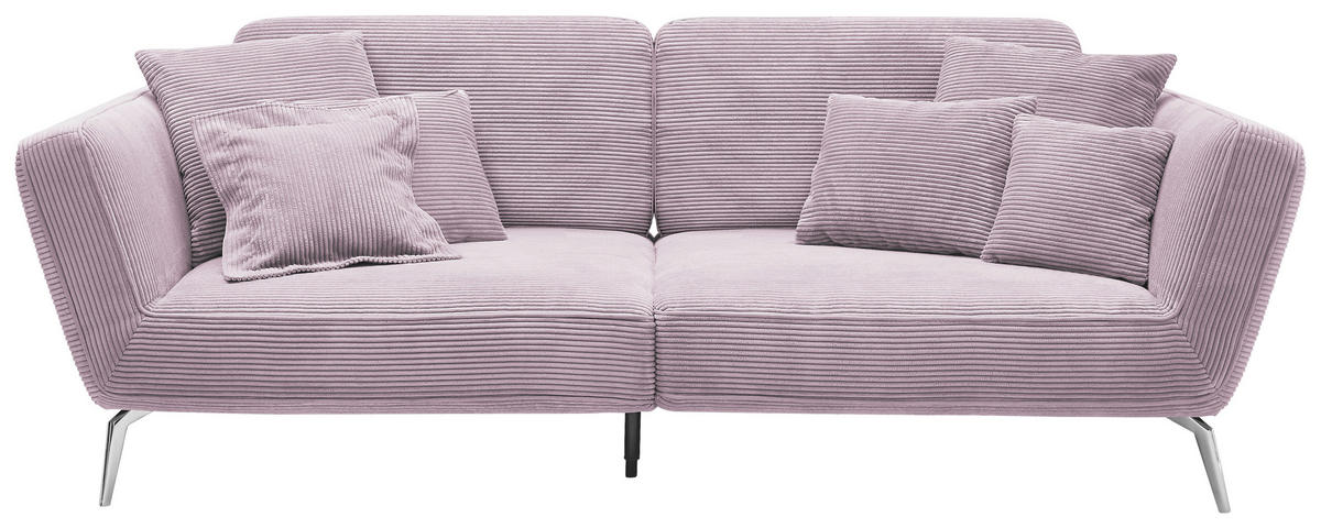 3-SITZER-SOFA Cord Aubergine  - Chromfarben/Aubergine, KONVENTIONELL, Kunststoff/Textil (260/90/125cm) - SetOne by Musterring