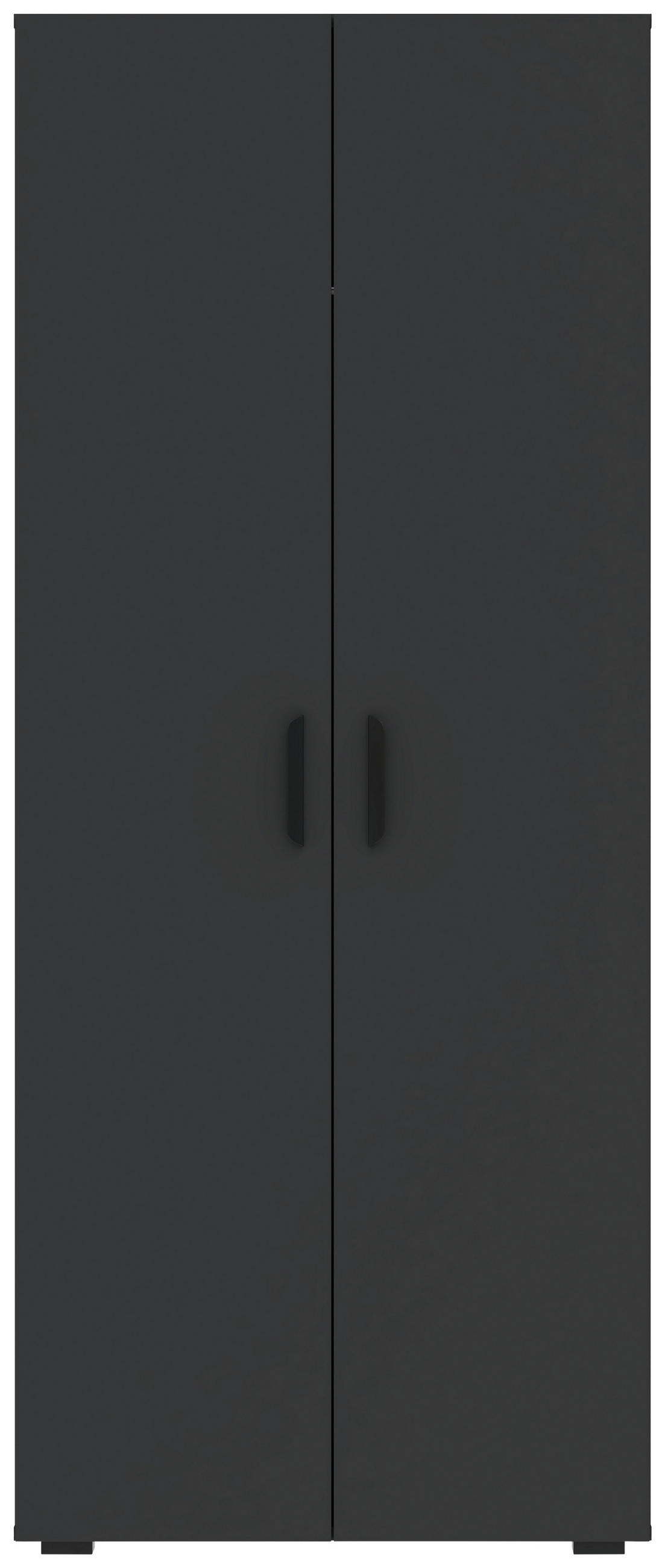 GARDEROB MED GÅNGJÄRNSDÖRRAR 74/179/52 cm 2 dörrar-dörrar - svart/antracit, Klassisk, trämaterial/plast (74/179/52cm) - Best Price