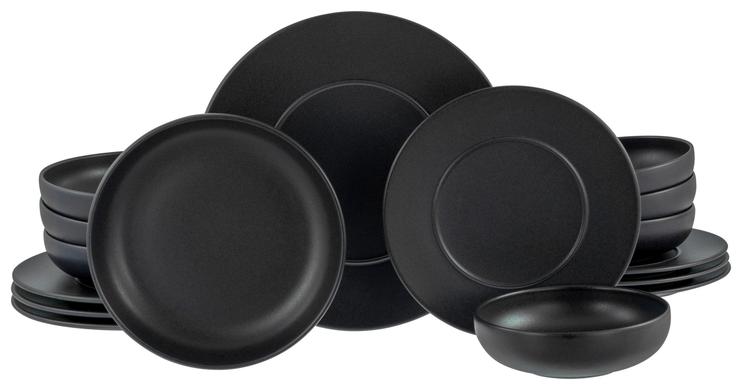 SERVIS Unico Schwarz 16 delar  - svart, Basics, keramik - Creatable