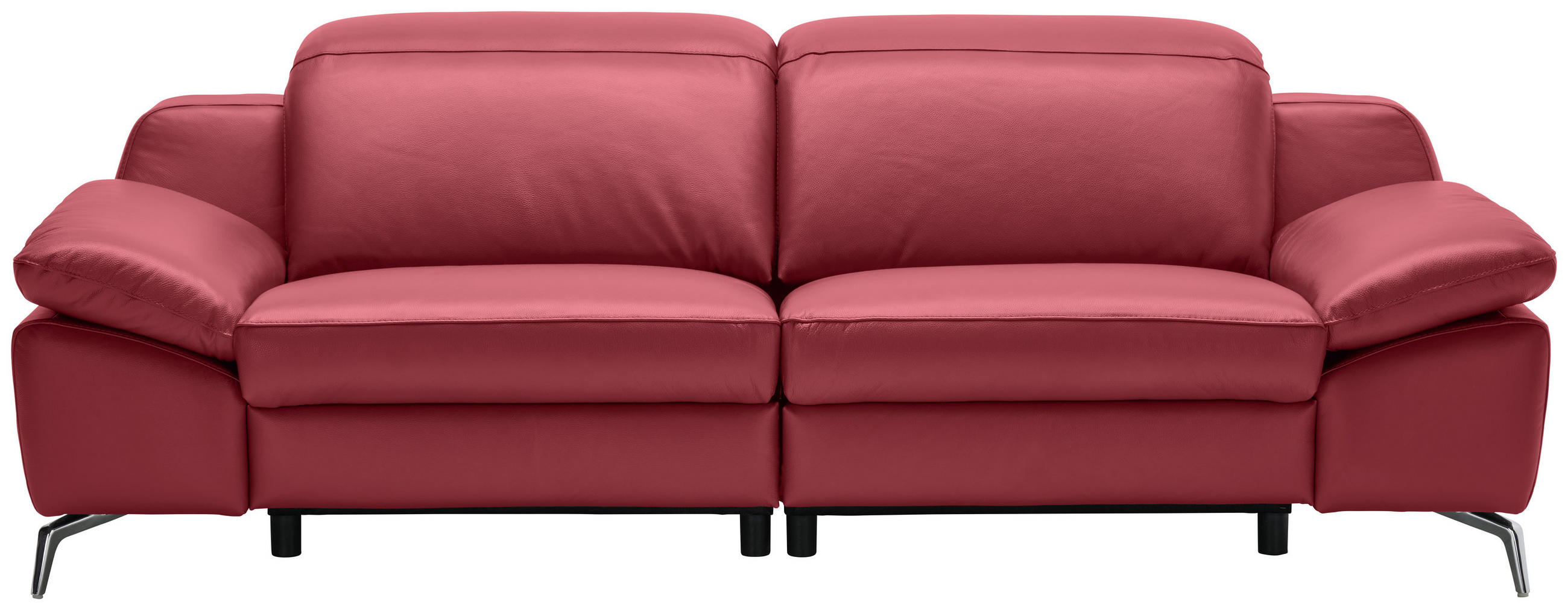 3-SITZER-SOFA Echtleder Rot  - Chromfarben/Rot, Design, Leder/Kunststoff (234/83-99/110cm) - Celina Home