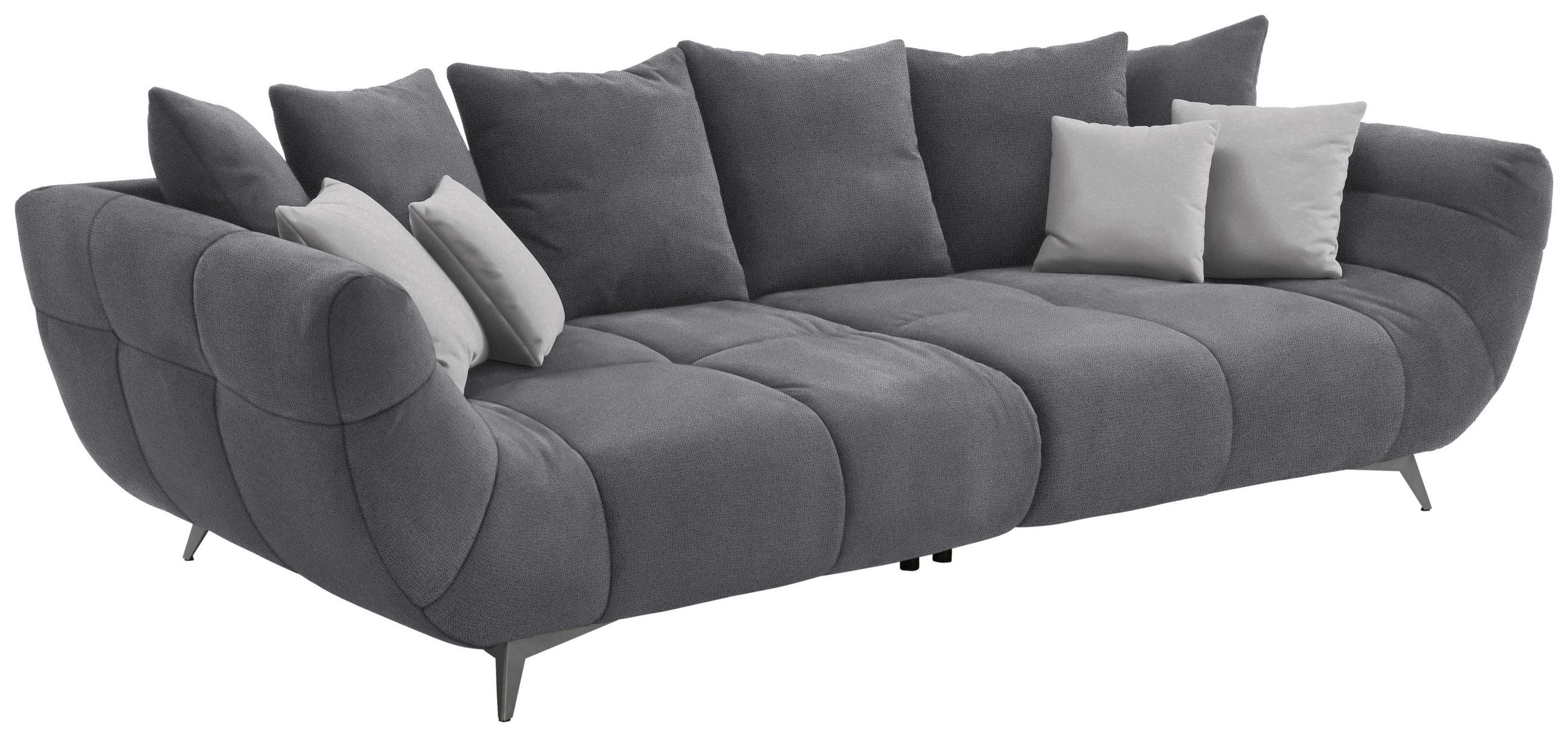 BIGSOFA in Webstoff Grau - Edelstahlfarben/Grau, Design, Textil/Metall (300/79/133cm) - Hom`in