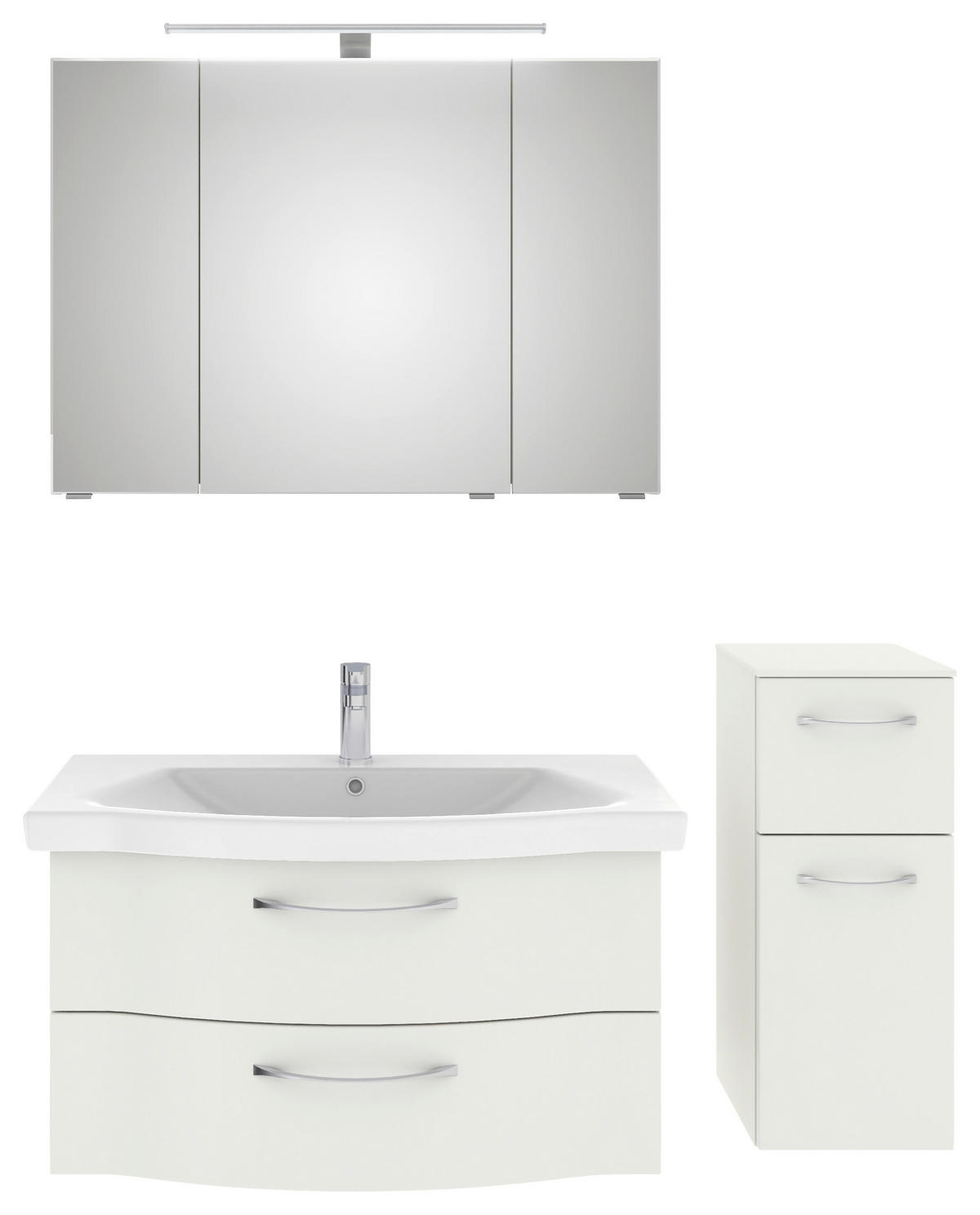 BADEZIMMER 4-teilig  in 128 cm  - Chromfarben/Weiß Hochglanz, KONVENTIONELL, Glas/Keramik (128cm) - Pelipal