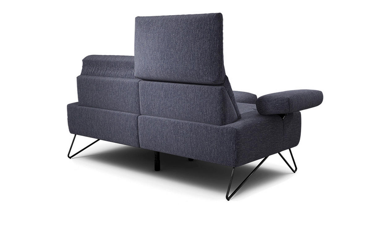 2-SITZER-SOFA in Chenille Blau  - Blau/Schwarz, Design, Textil/Metall (164-194/85/86-94cm) - SENSOO