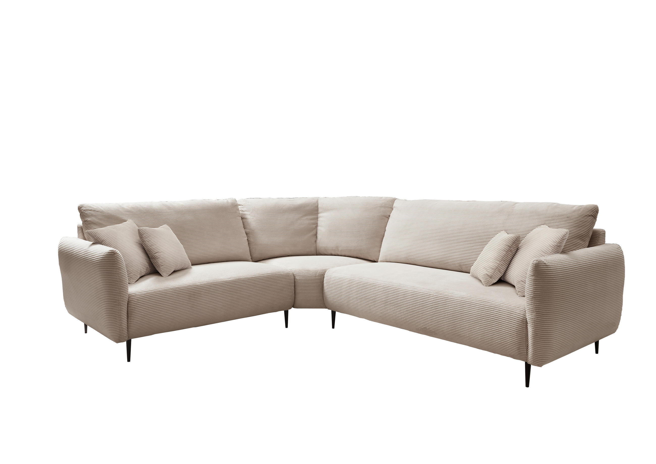 ECKSOFA Beige Cord  - Beige/Schwarz, Design, Textil/Metall (256/294cm) - Livetastic