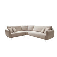 ECKSOFA in Cord Beige  - Beige/Schwarz, Design, Textil/Metall (256/294cm) - Livetastic