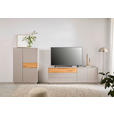 LOWBOARD  in 207/69/42 cm  - Taupe/Eichefarben, Design, Glas/Holz (207/69/42cm) - Novel