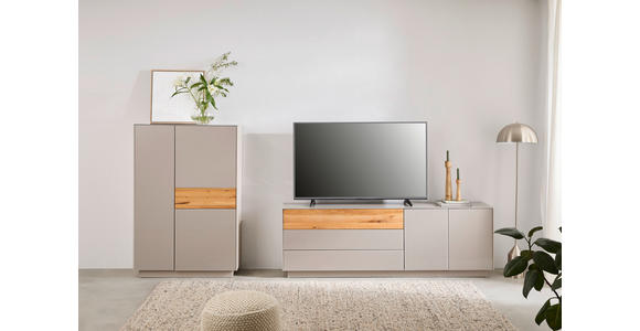 LOWBOARD Taupe, Eichefarben 207/69/42 cm - Taupe/Eichefarben, Design, Glas/Holz (207/69/42cm) - Novel