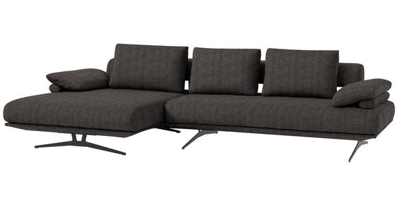 ECKSOFA in Chenille Dunkelbraun  - Dunkelbraun/Schwarz, Design, Textil/Metall (168/334cm) - Dieter Knoll