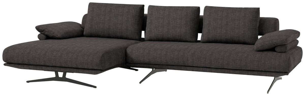 ECKSOFA in Chenille Dunkelbraun  168/334 cm  - Dunkelbraun/Schwarz, Design, Textil/Metall (168/334cm) - Dieter Knoll