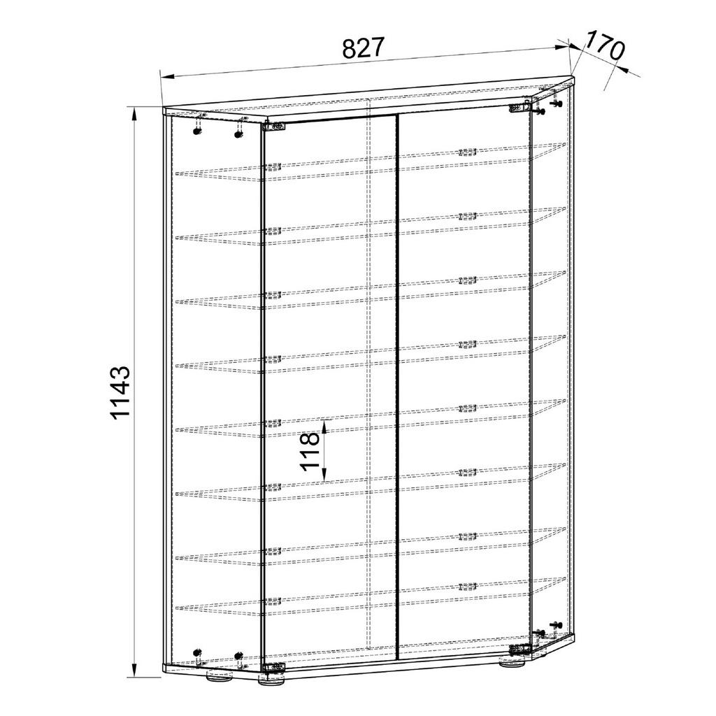 Thumbnail - Mid.you Vitrine Cenila, Silber, Glas, Holzwerkstoff, 8 Fächer, 83x114x17 cm, stehend, Esszimmer, Vitrinen