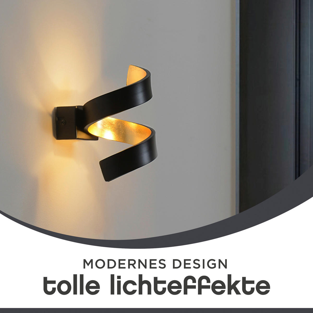 LED-WANDLEUCHTE HELIX   - Goldfarben/Schwarz, Design, Metall (17/10/13cm)