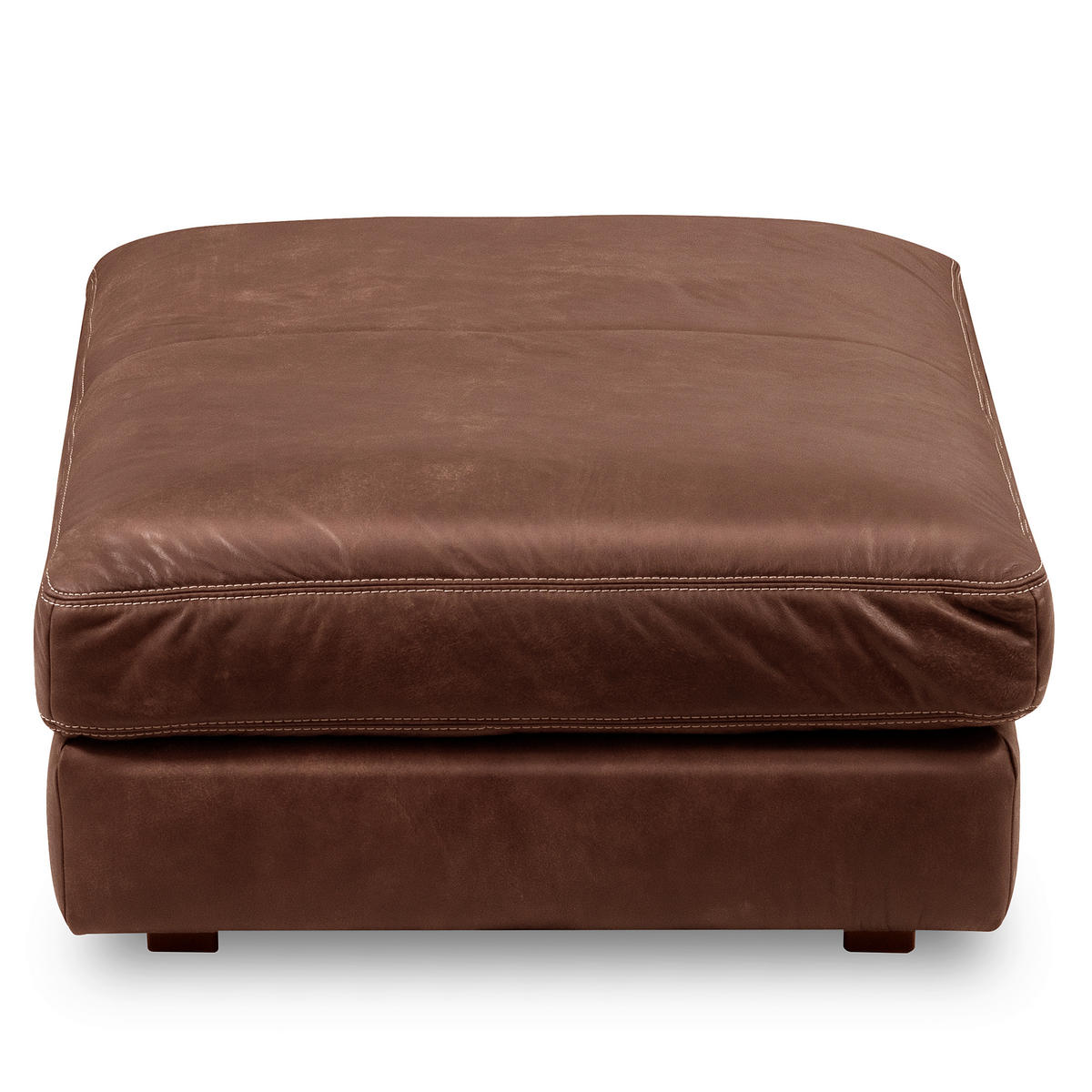 HOCKER in Leder Braun  - Beige/Schwarz, Design, Leder/Kunststoff (123/45/93cm) - Livetastic