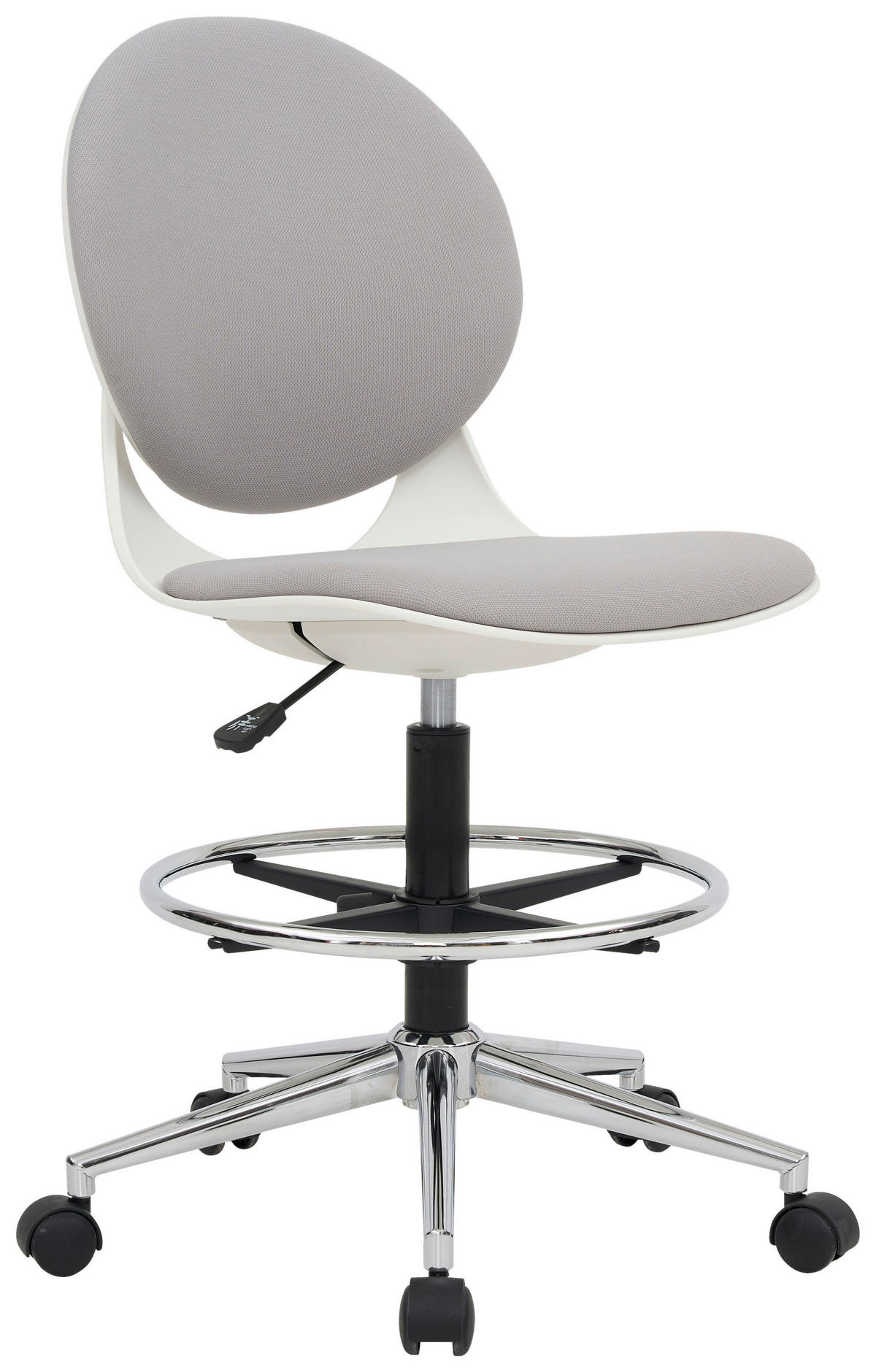 DREHSTUHL  in Webstoff Weiß, Chromfarben, Hellgrau  - Chromfarben/Hellgrau, MODERN, Kunststoff/Textil (55/101-121/56.5cm) - Hom`in