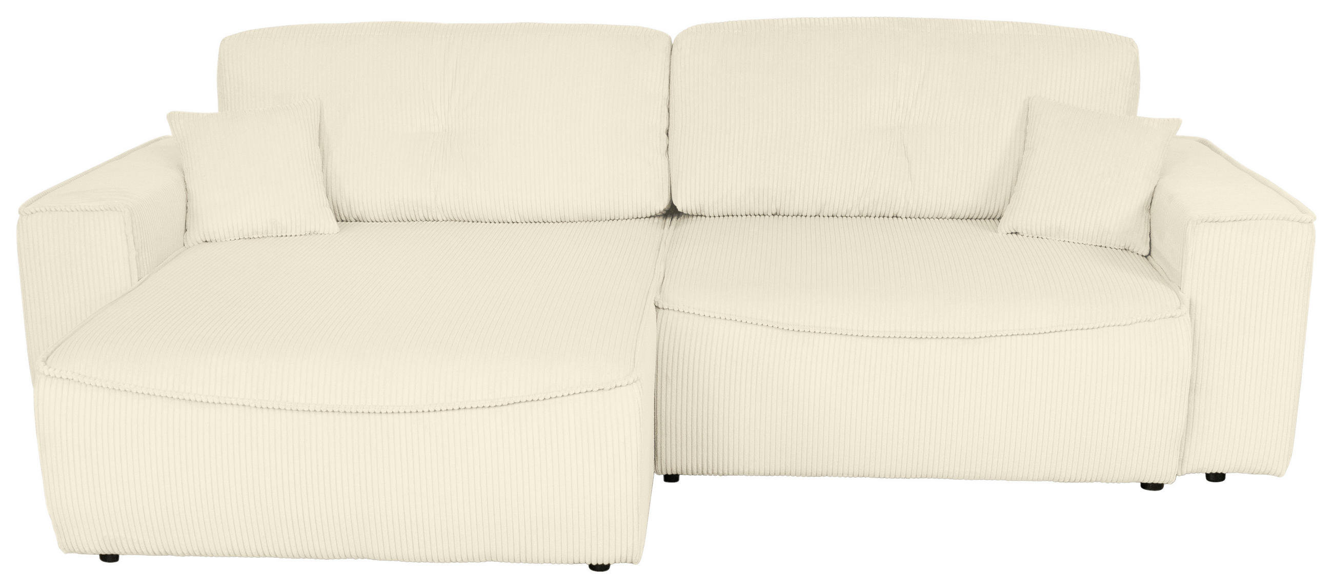 ECKSOFA Creme Cord  - Creme/Schwarz, KONVENTIONELL, Kunststoff/Textil (148/265cm) - Carryhome