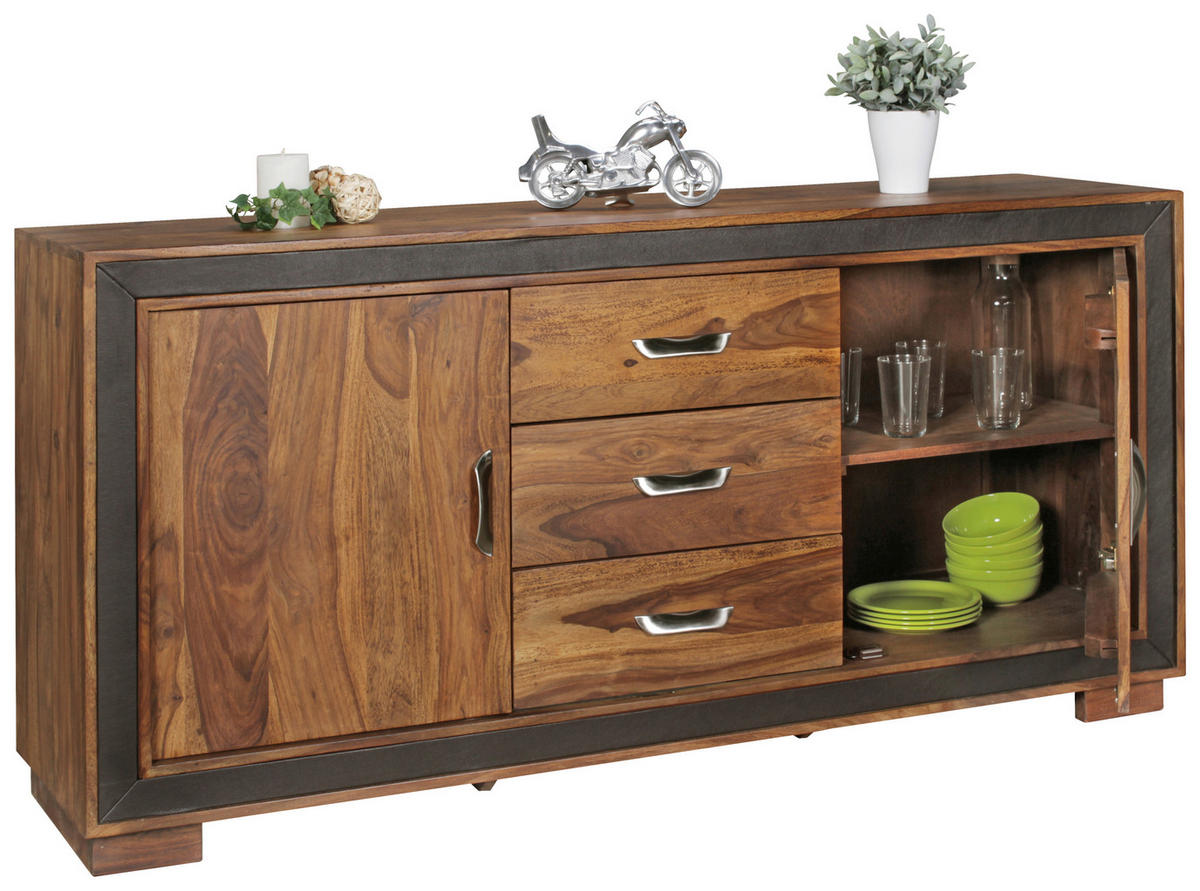 SIDEBOARD  in 160/80/44 cm  - Silberfarben/Sheeshamfarben, Design, Holz/Textil (160/80/44cm) - MID.YOU