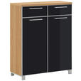 SCHUHSCHRANK Santina  in 84/108/37 cm  - Chromfarben/Eichefarben, Design, Glas/Holz (84/108/37cm) - Novel
