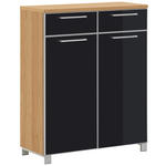SCHUHSCHRANK Santina  in 84/108/37 cm  - Chromfarben/Eichefarben, Design, Glas/Holz (84/108/37cm) - Novel