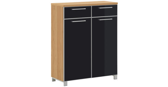 SCHUHSCHRANK Santina  in 84/108/37 cm  - Chromfarben/Eichefarben, Design, Glas/Holz (84/108/37cm) - Novel